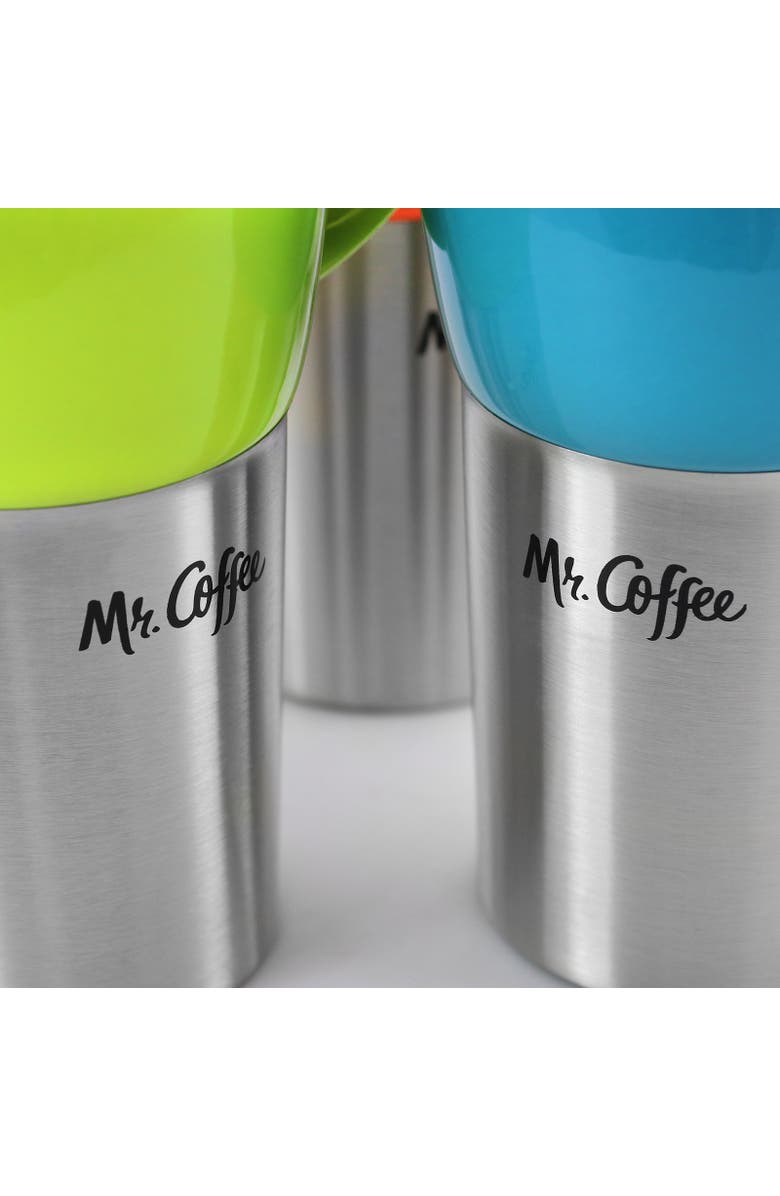 MR COFFEE Traverse 3 Piece 16 Ounce Stainless Steel and Ceramic Travel Mug and Lid, Alternate, color, Blue