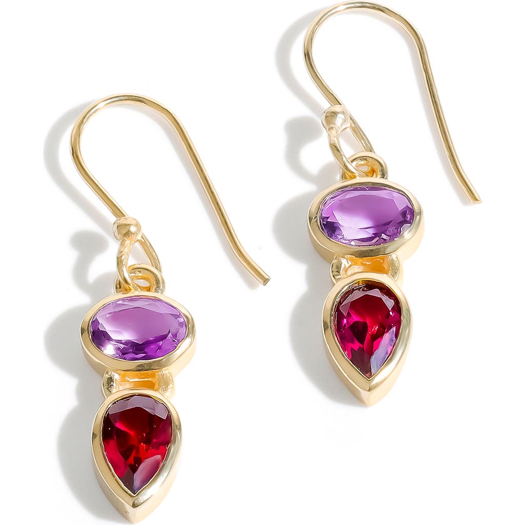 Ys Gems Goldtone Drop Earrings In Purple
