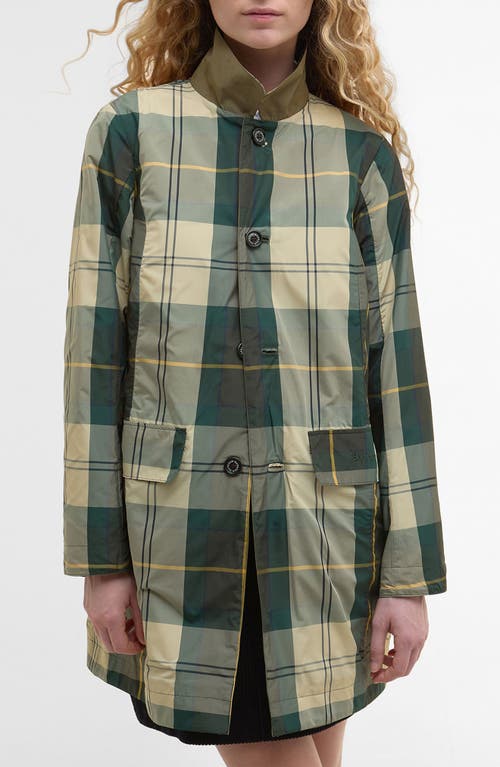 Barbour Babbity Reversible Waterproof Coat In Dusky Green Ancient