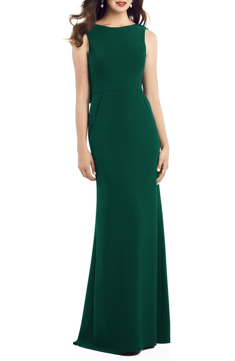 Dessy Collection Crepe Trumpet Gown, Main, color,