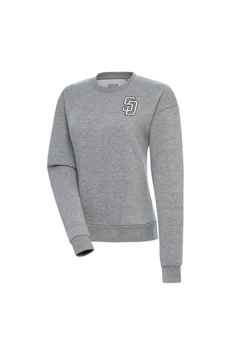 ANTIGUA Women's Antigua Heather Gray San Diego Padres Brushed Metallic Victory Pullover Sweatshirt, Main, color, Heather Gray