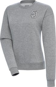 ANTIGUA Women's Antigua Heather Gray San Diego Padres Brushed Metallic Victory Pullover Sweatshirt