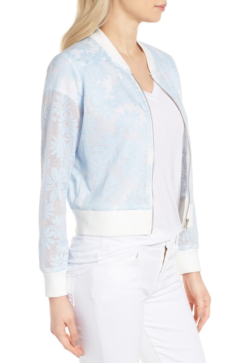 Audrie Grid Mesh Bomber Jacket, Alternate, color, BLEACHED BLUE