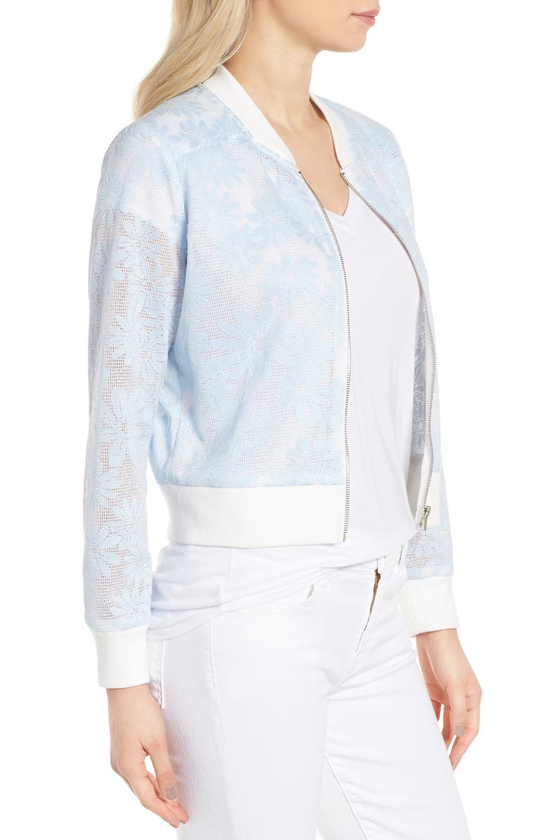 cupcakes and cashmere Audrie Grid Mesh Bomber Jacket, Alternate, color, 