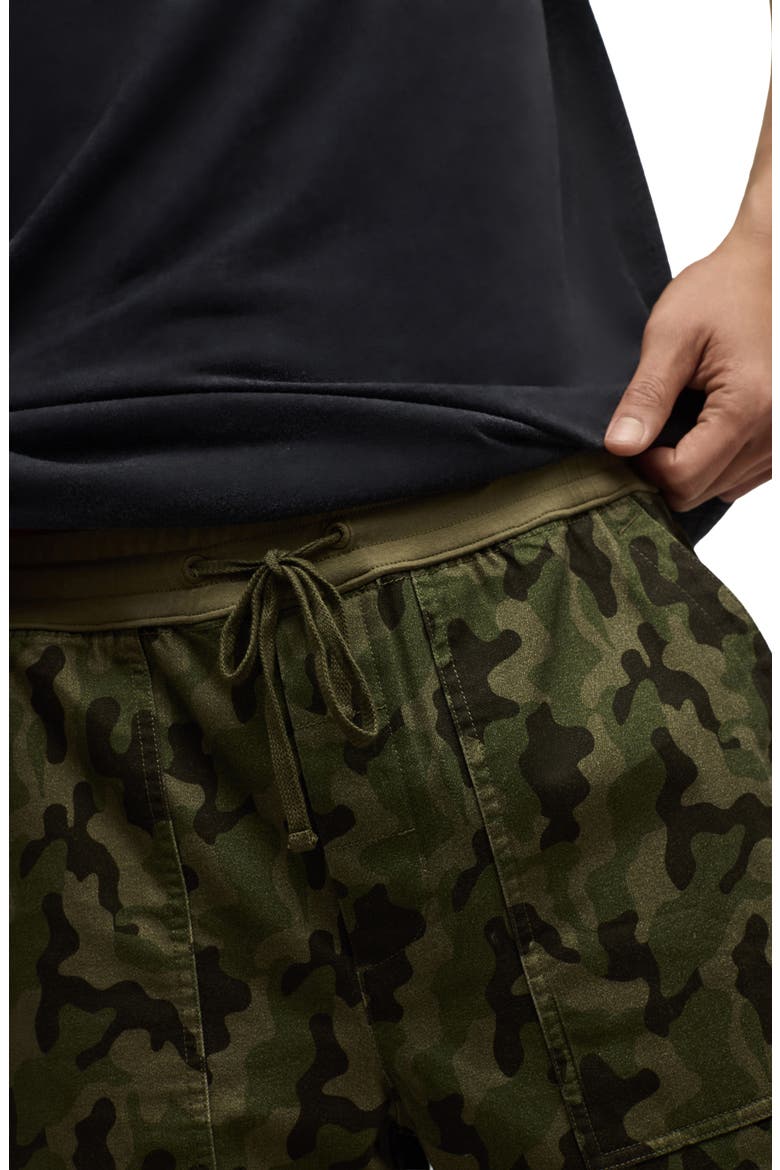 Camo Cotton Stretch Twill Drawstring Utility Shorts, Alternate, color, MILITARY CAMO