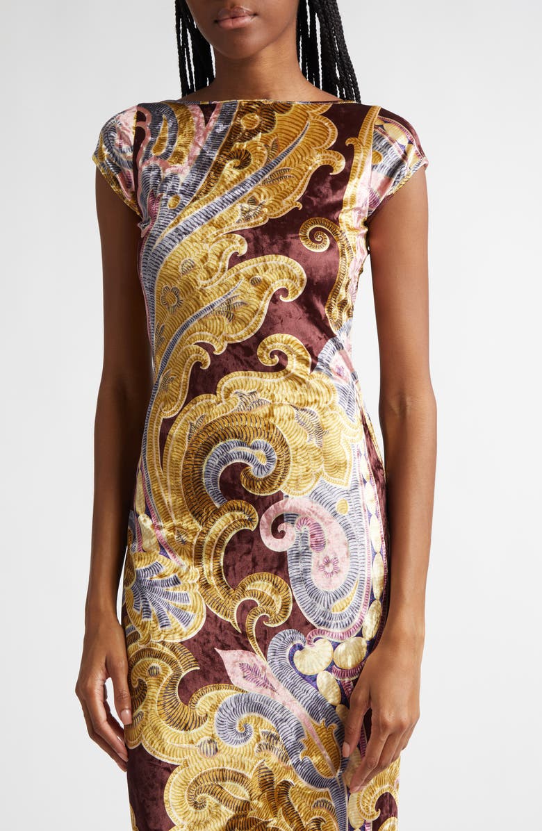 Etro Paisley Print Cap Sleeve Chenille Dress, Alternate, color,