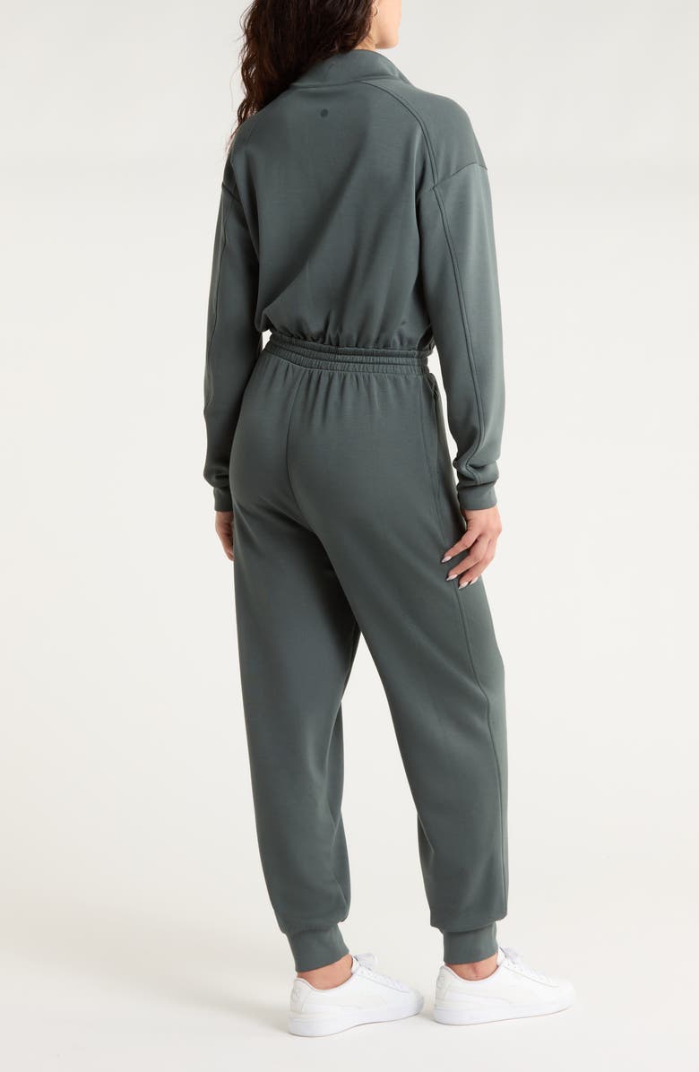 Zella Lift Off Long Sleeve Jumpsuit, Alternate, color, Green Urban