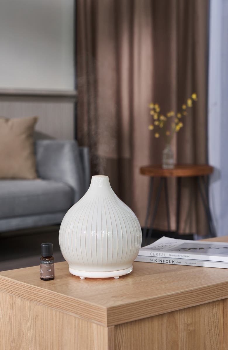 SERENE HOUSE Pistil White Ceramic Ultrasonic Diffuser, Alternate, color, White