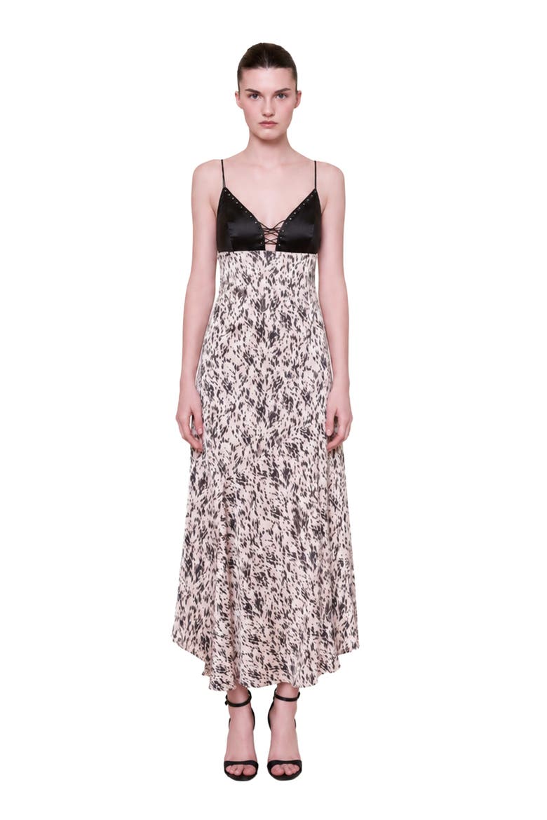 The Party Edit Asymmetric Satin Dress, Alternate, color, Beige