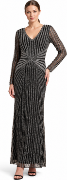 LARA New York Long Sleeve Beaded Gown