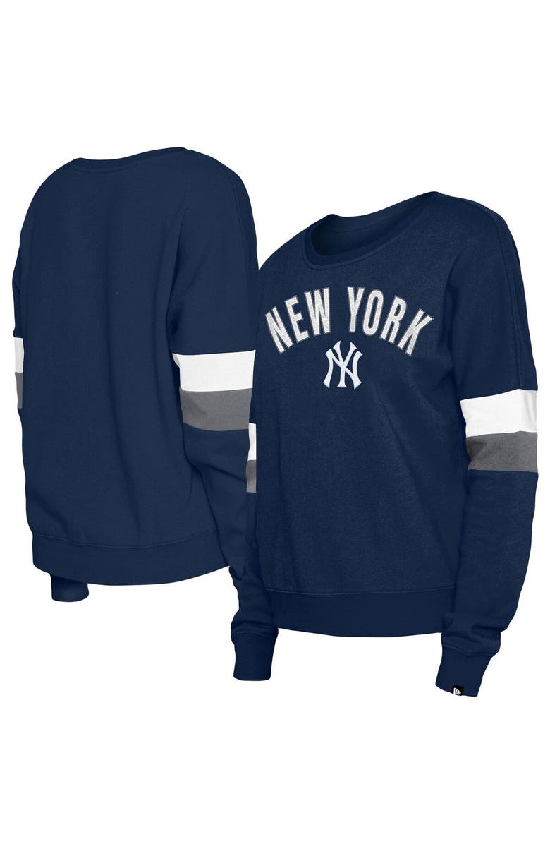 New Era Women's New Era Navy New York Yankees Game Day Crew Pullover Sweatshirt, Alternate, color,