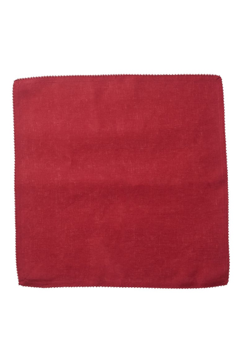 Berry Scallop Set of 4 Linen Napkins, Alternate, color, RUBY