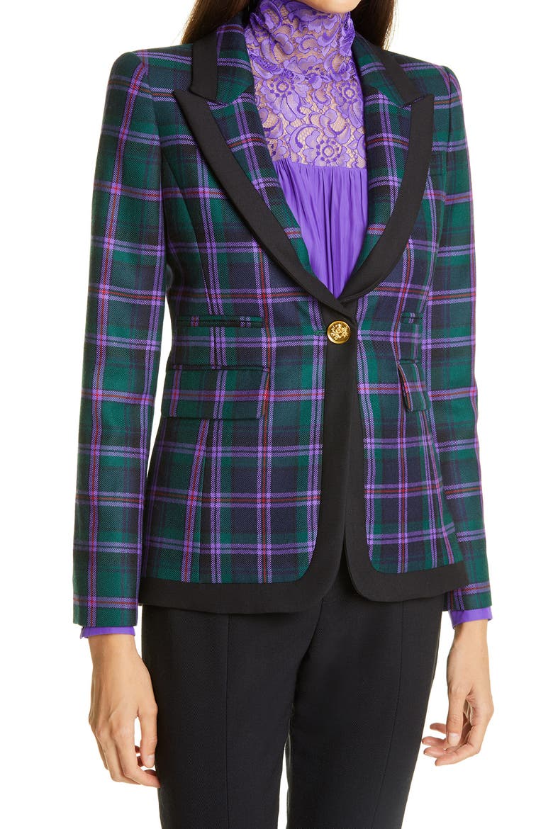 Tartan Peaked Lapel Wool Blazer, Alternate, color, COOPER TARTAN