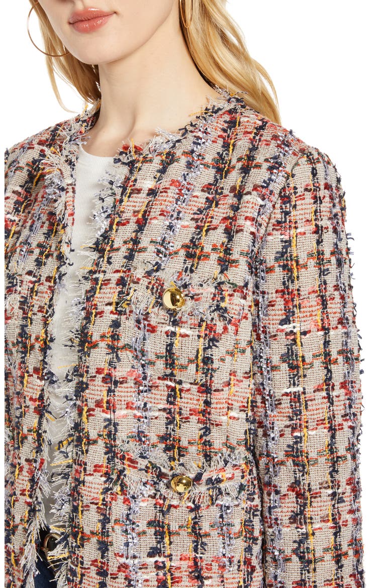 Raw Edge Cotton Blend Tweed Jacket, Alternate, color, TAN MULTI TWEED