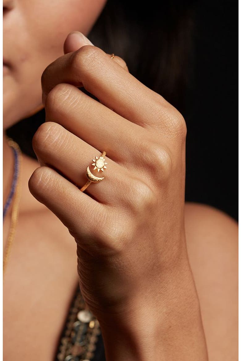 Illuminated Spirit Moon Sun Adjustable Ring, Alternate, color, Gold