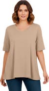 Jessica London Stretch Knit V-Neck Swing Tunic