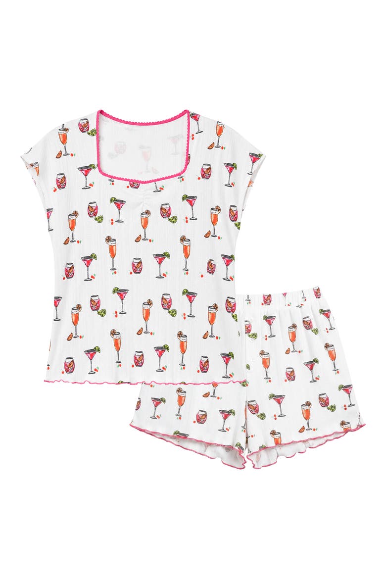 Sweetheart Short Pajamas, Alternate, color, COCKTAIL WHITE