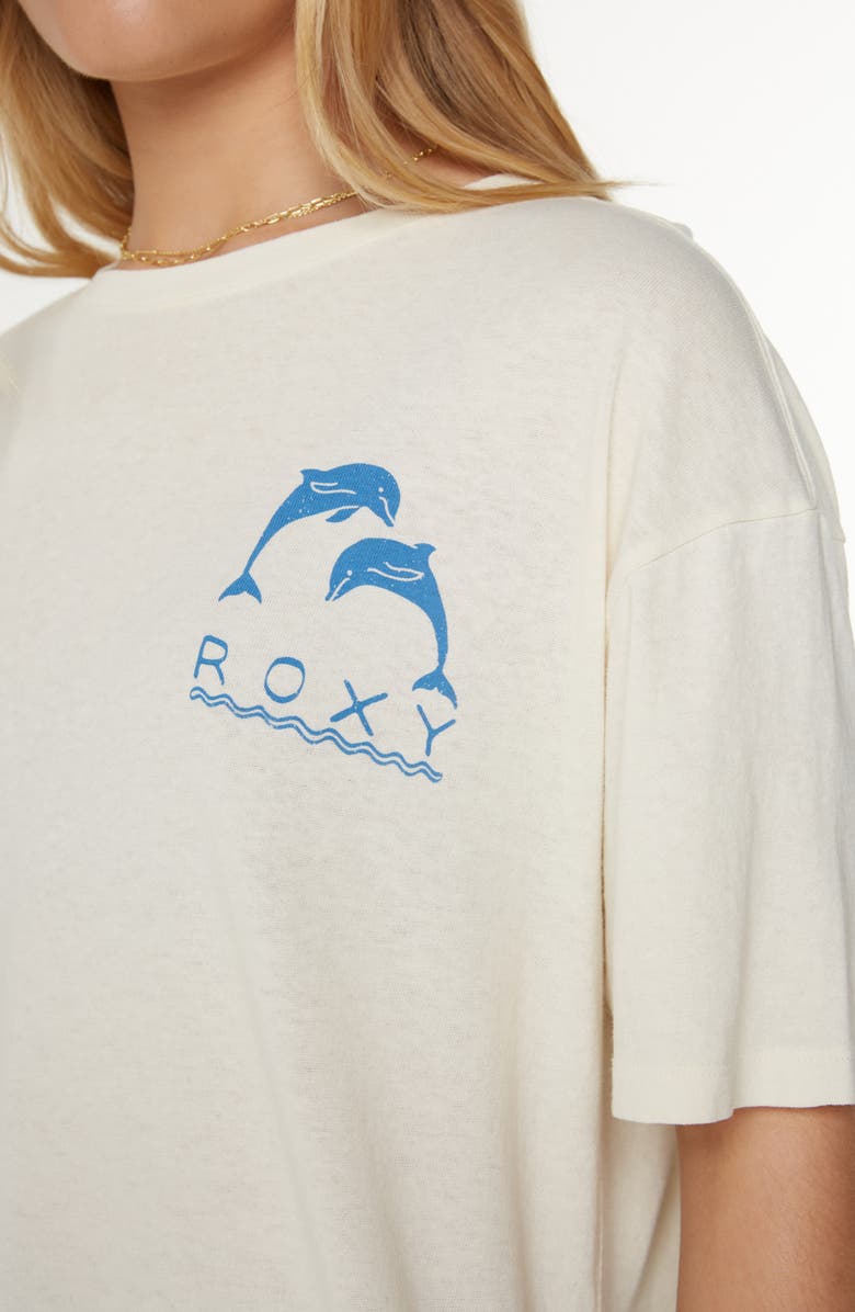 Roxy Sunset Dreams Oversize Cotton Graphic T-Shirt, Alternate, color, Egret Sunset Dreams