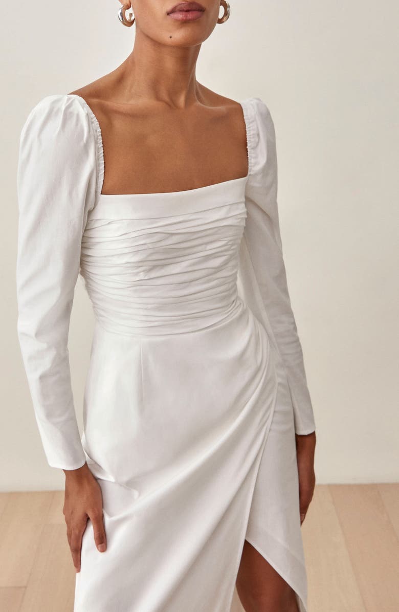 Reformation Isaac Square Neck Long Sleeve Organic Stretch Cotton Dress, Alternate, color, 