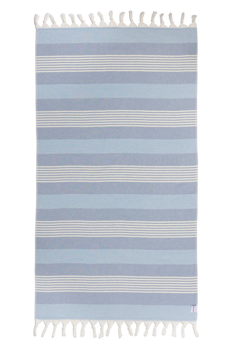 Breeze Striped Organic Turkish Towel with Soft Terry Cloth Back, Main, color, Blue