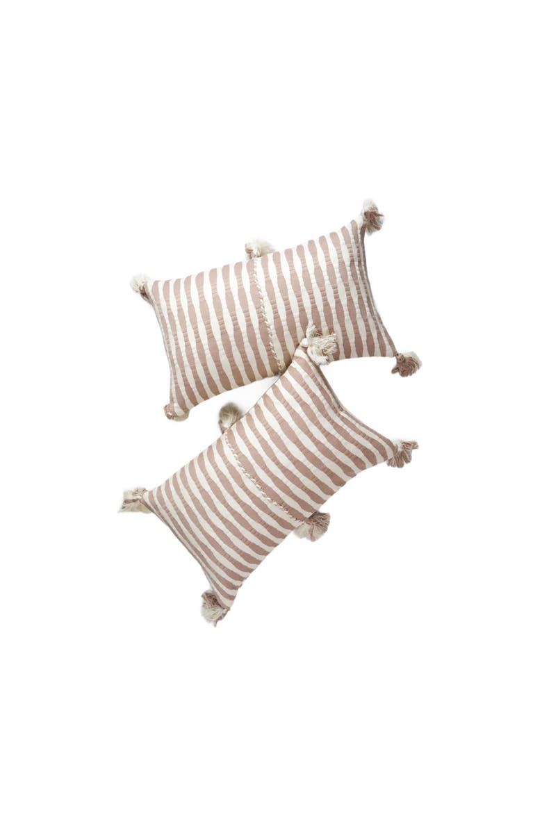 Archive New York Antigua Classic Striped Handwoven Cotton Throw Pillow, Alternate, color, Tan