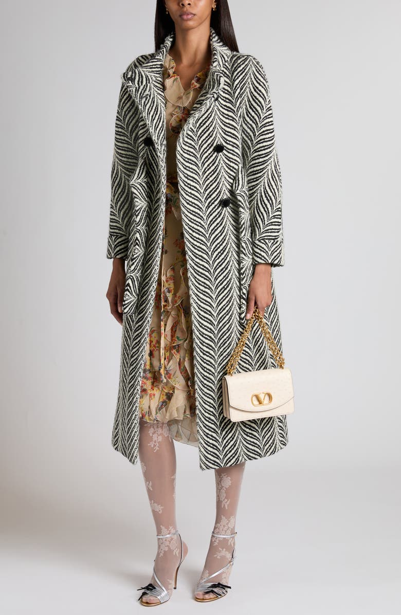Valentino Fauve Wool Blend Coat, Alternate, color, Butter