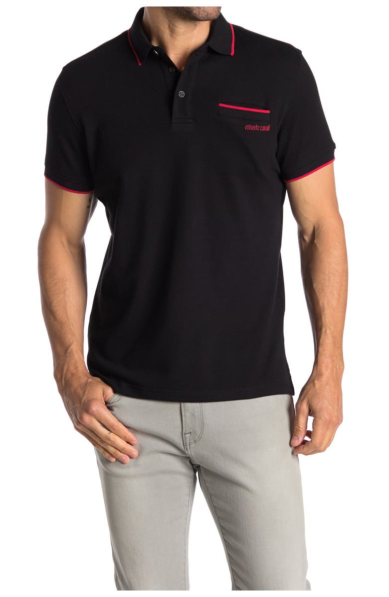 Roberto Cavalli Pipe Trim Patch Pocket Short Sleeve Polo, Alternate, color, 
