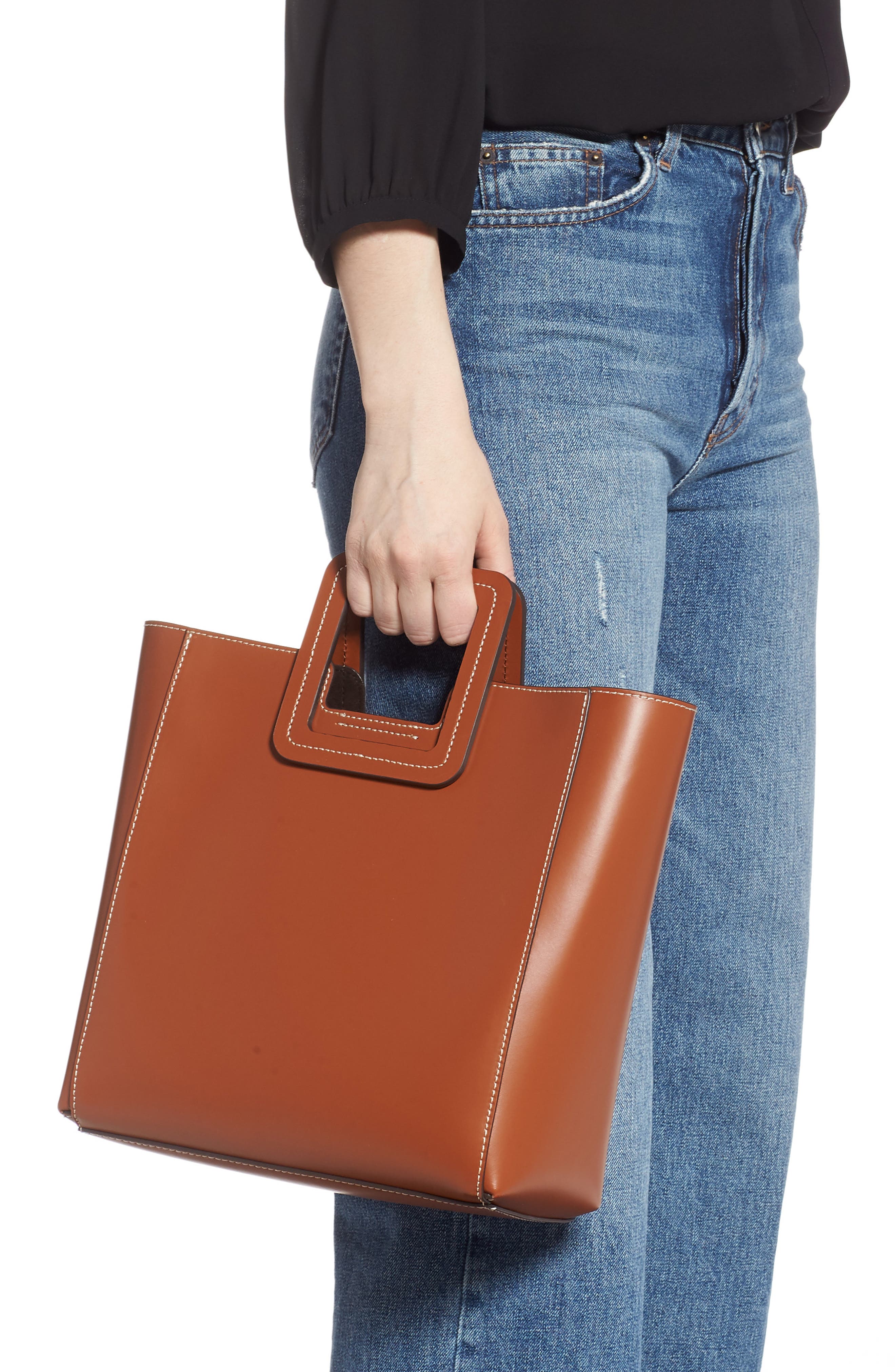 Shirley Calfskin Leather Handbag, Alternate, color, TAN