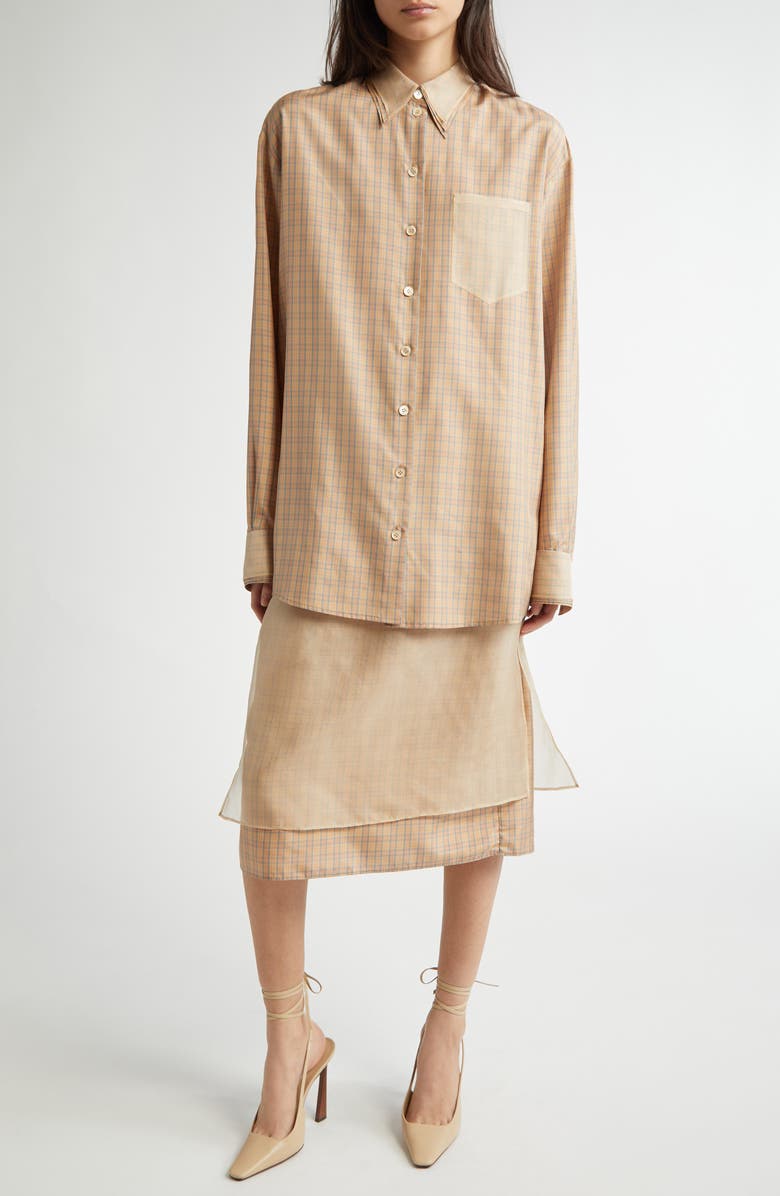 EENK Organza Trim Silk Shirt, Alternate, color,