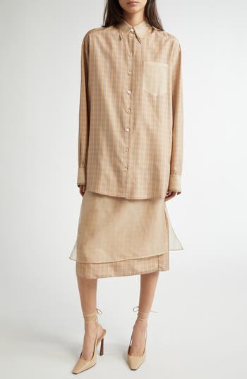 【OVERDUEFLAIR】sheer organza plated skirt_khaki Designer fashion, Seoul-fully created | W Concept