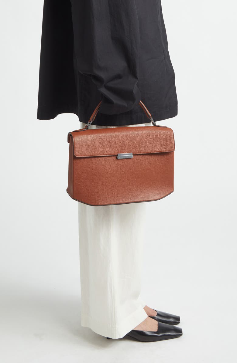 TOTEME T-Lock Grained Leather Top Handle Bag, Alternate, color, Sienna