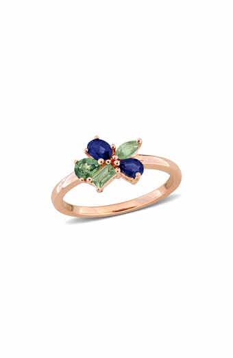 Mixed Cut Green and Blue Sapphire Ring
