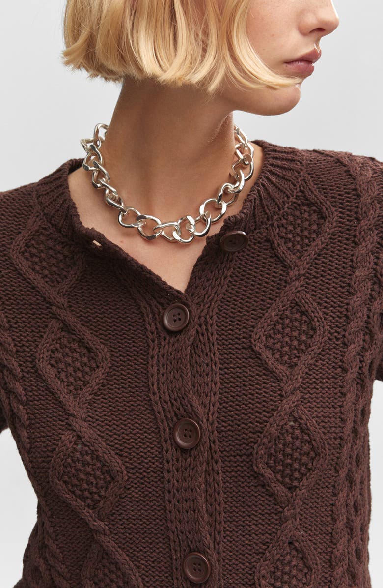 MANGO Cable Crop Cardigan, Alternate, color,