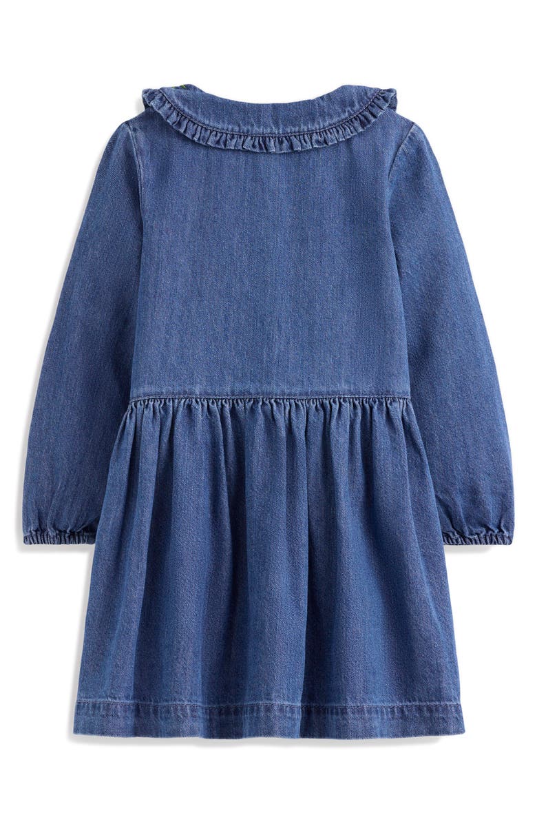 Mini Boden Kids' Embroidered Long Sleeve Denim Dress, Alternate, color, Mid Vintage Denim