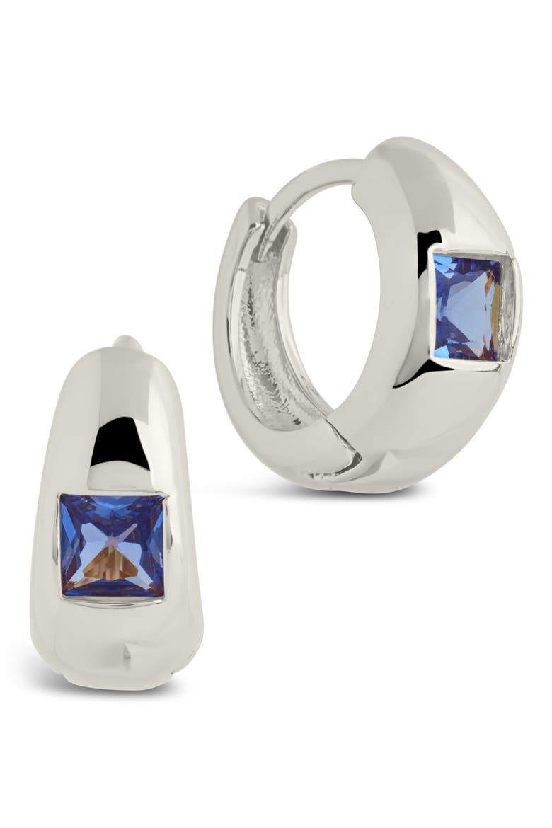 Farah Cubic Zirconia Huggie Hoop Earrings, Main, color, SILVER