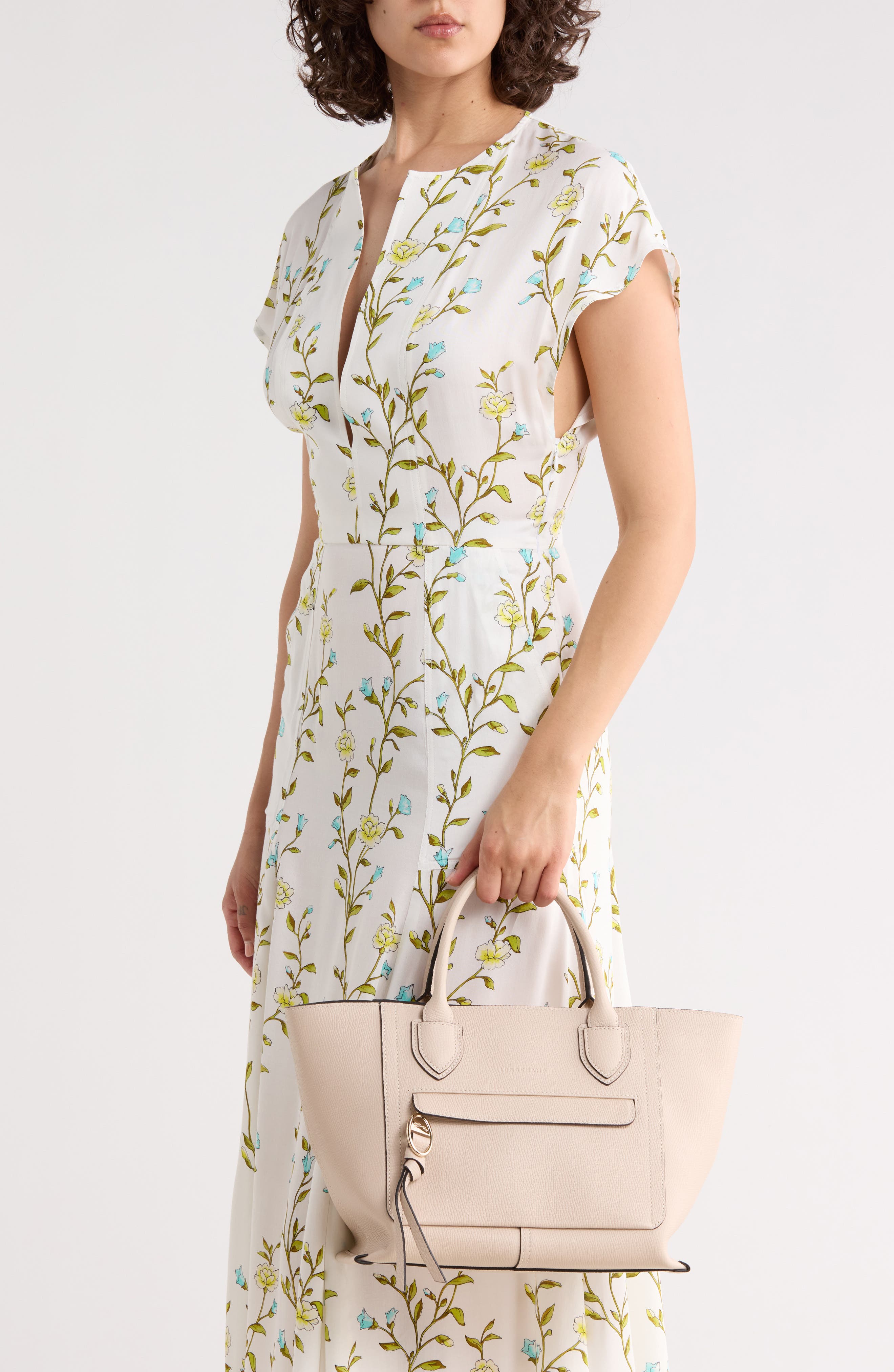 Mailbox Medium Leather Top Handle Bag, Alternate, color, CHALK