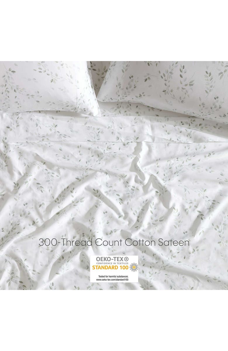 Calvin Klein Airy Botanical 300 Thread Count Sateen Sheet Set, Alternate, color, Pale Green