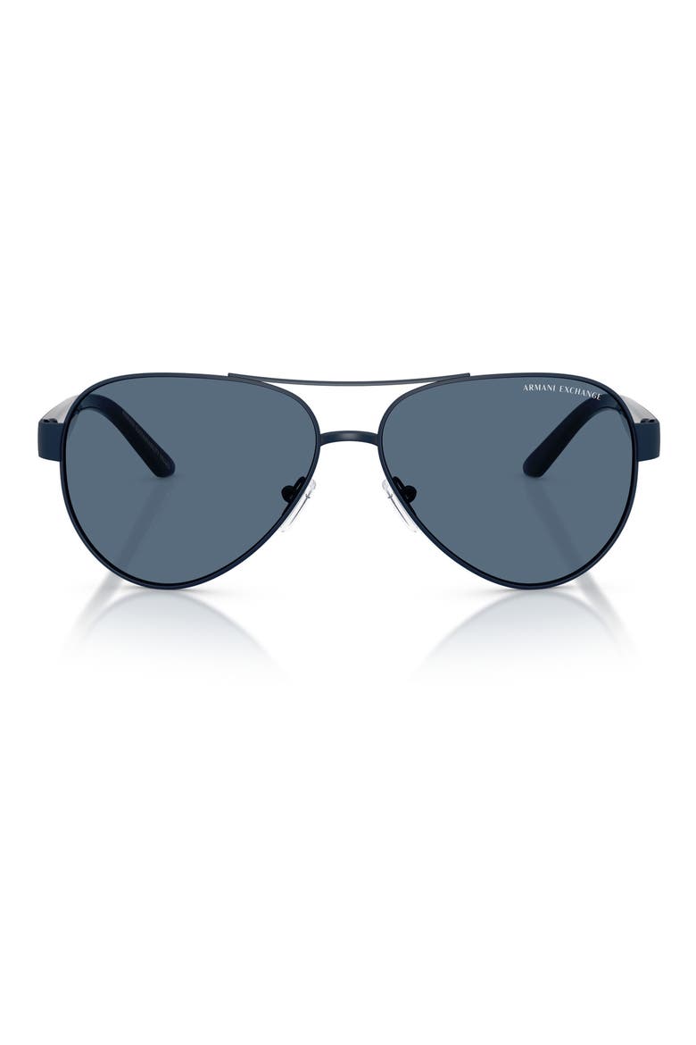 59mm Pilot Sunglasses, Main, color, MATTE BLUE / DARK BLUE