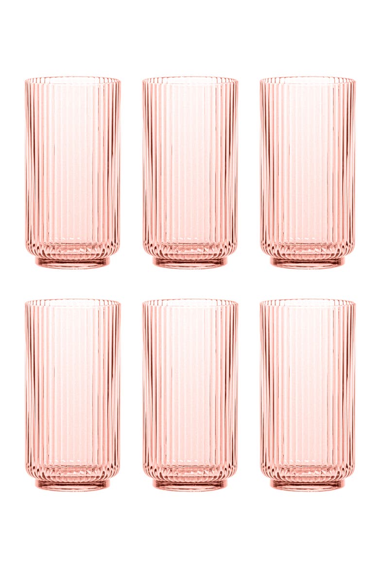 Set of 6 Shatterproof Mesa Jumbo Drinking Glasses, Main, color, PINK