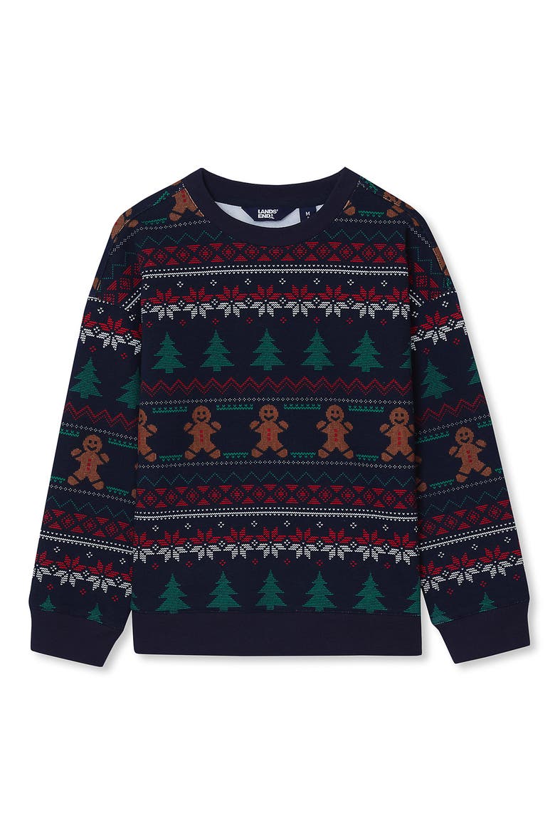 Boys Graphic Crew Neck Sweatshirt, Main, color, Gingerbread Fairisle/Navy