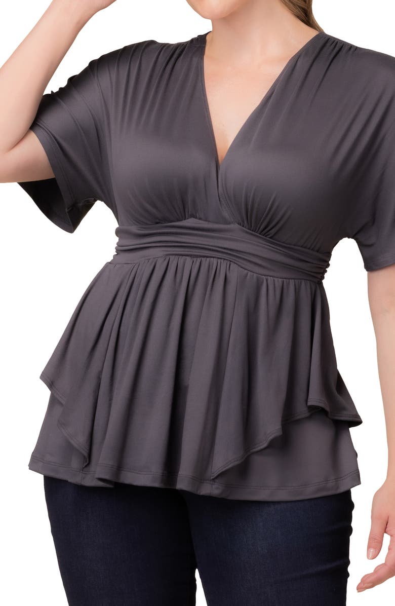 Kiyonna Promenade Top, Alternate, color, Charcoal Grey