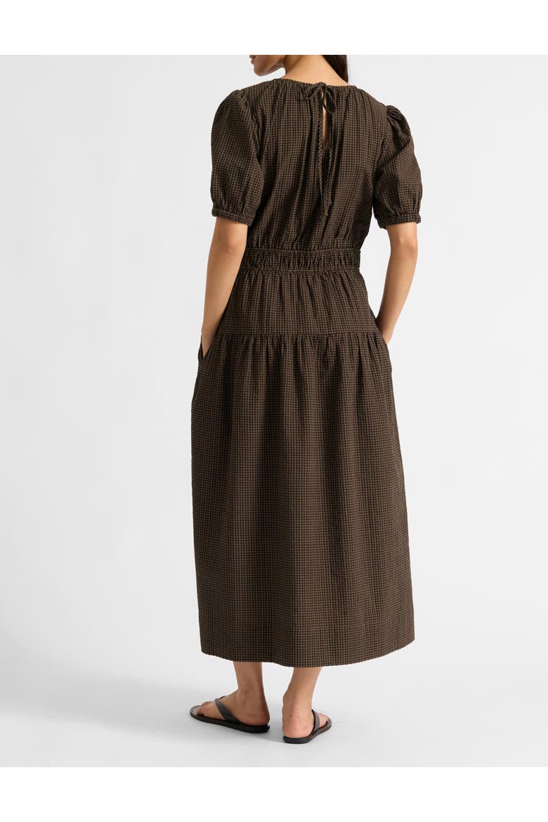 Gingham Midi Dress, Alternate, color, Chocolate