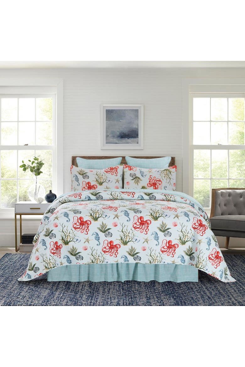 Behari Coastal Beach Cotton Quilt Set  - Reversible and Machine Washable, Alternate, color, Blue