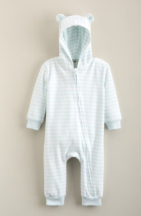 Stripe Hooded Long Sleeve Romper