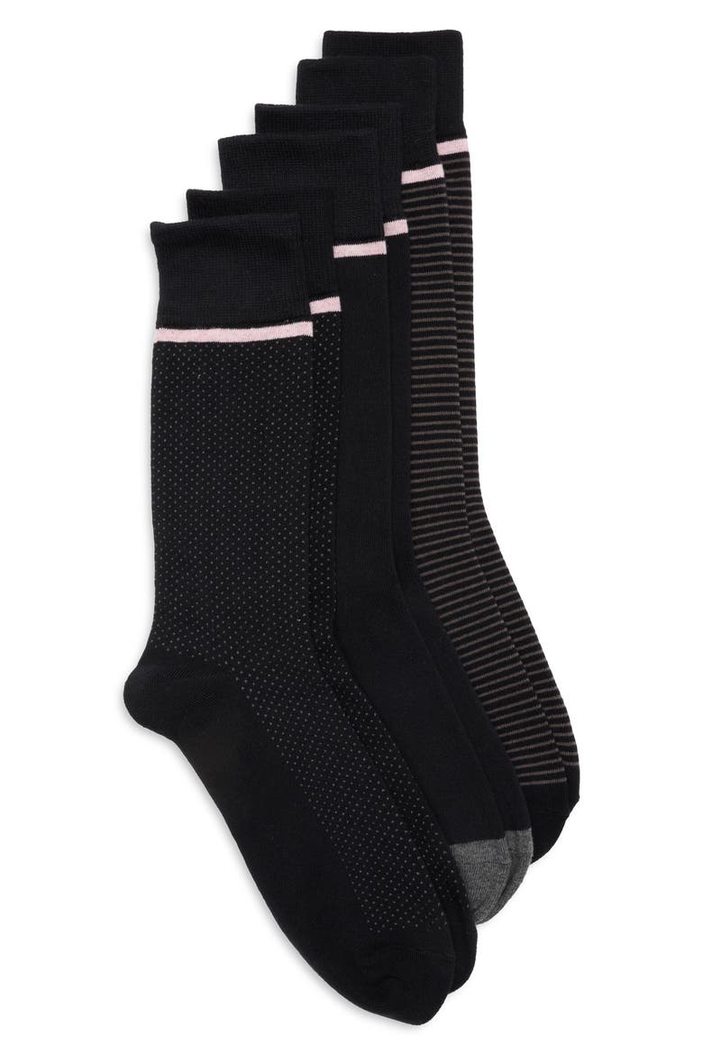 Assorted 3-Pack Crew Socks, Main, color, BLACK
