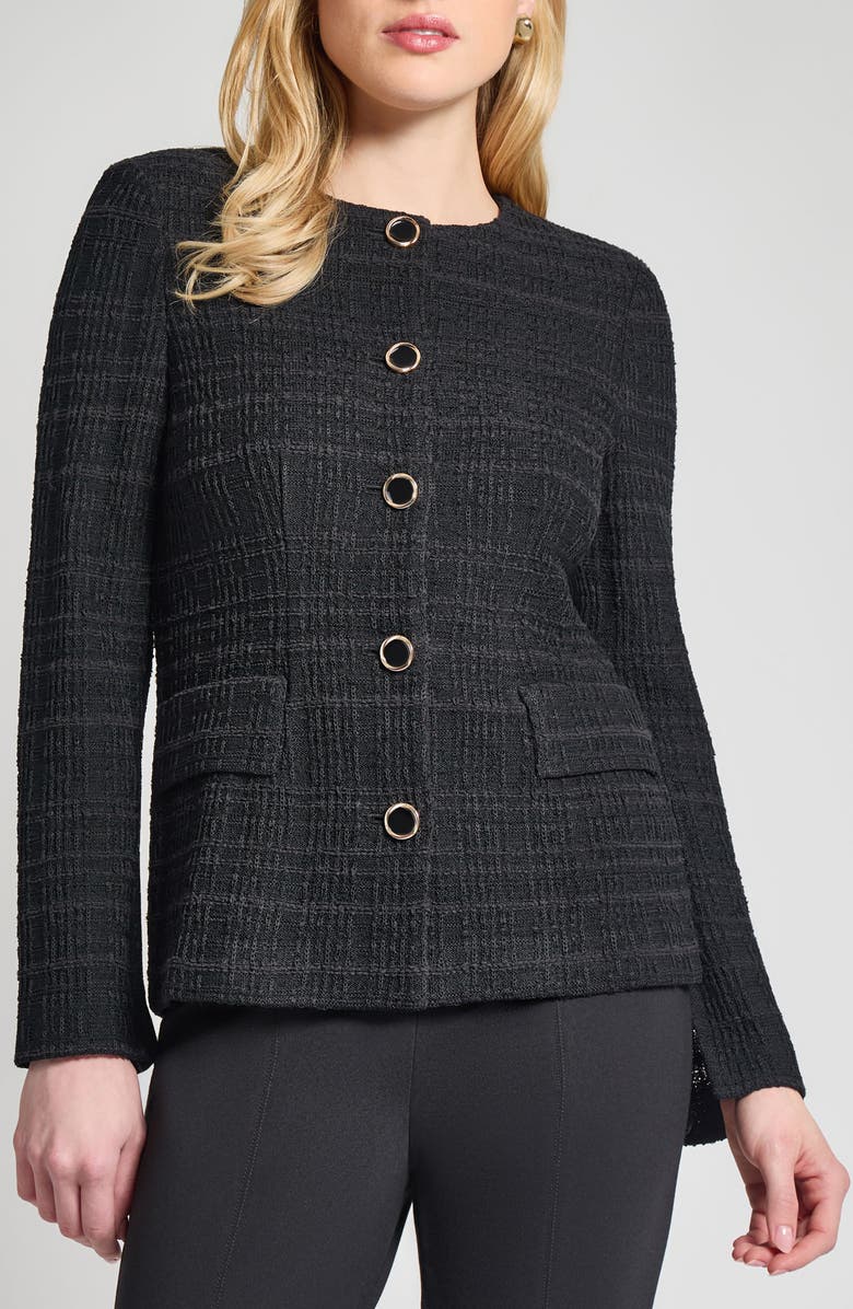 Misook Tonal Plaid Knit Jacket, Main, color, 