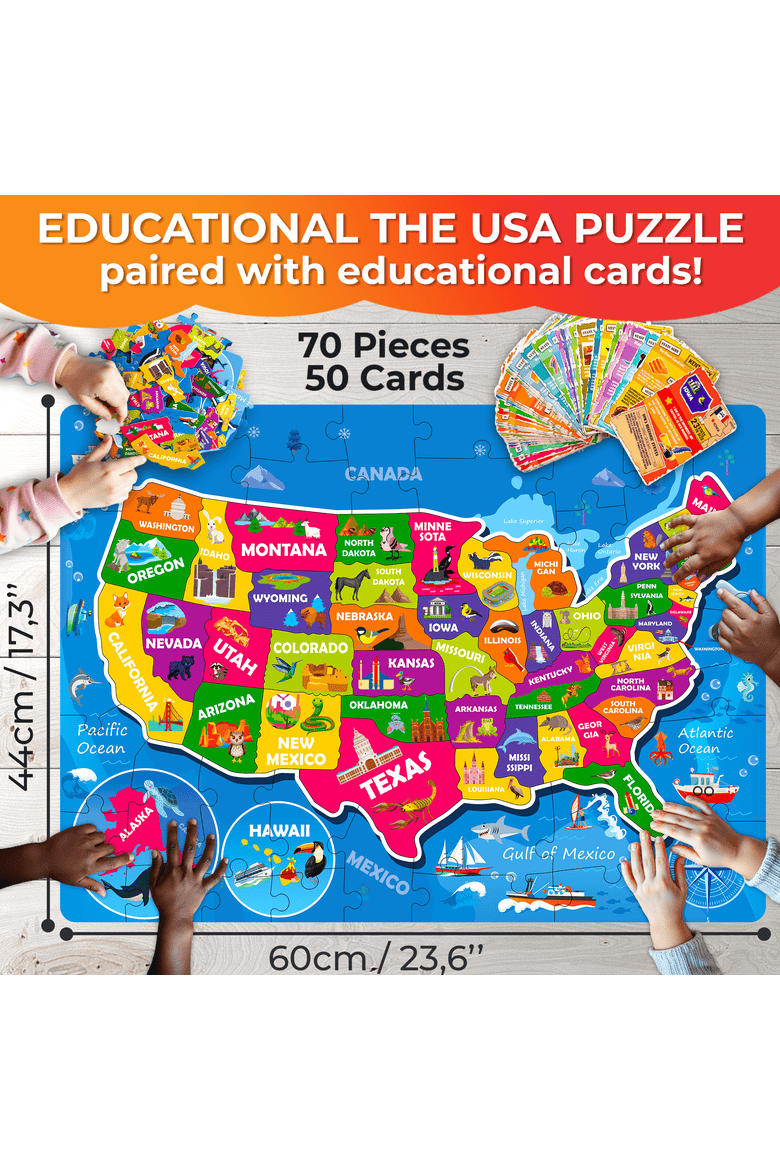 Jigsaw Puzzles for Kids - 70 & 150 Piece Search & Find Riddle Puzzle Set with Flash Cards, Alternate, color, 70Pcs USA
