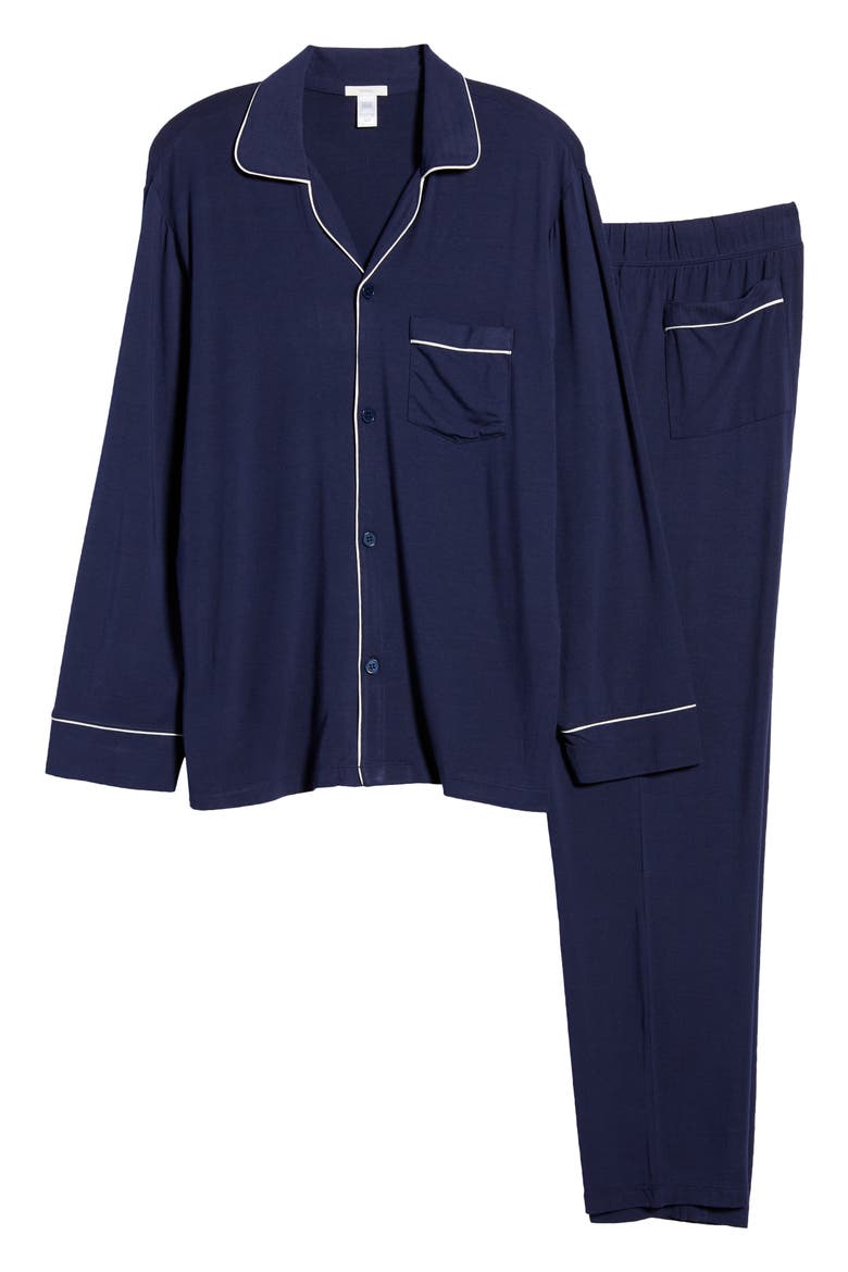 William Stretch Tencel® Modal Long Pajamas, Alternate, color, NAVY