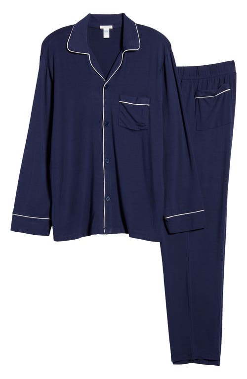 Eberjey William Modal Long Pjs True Navy/ivory In Blue