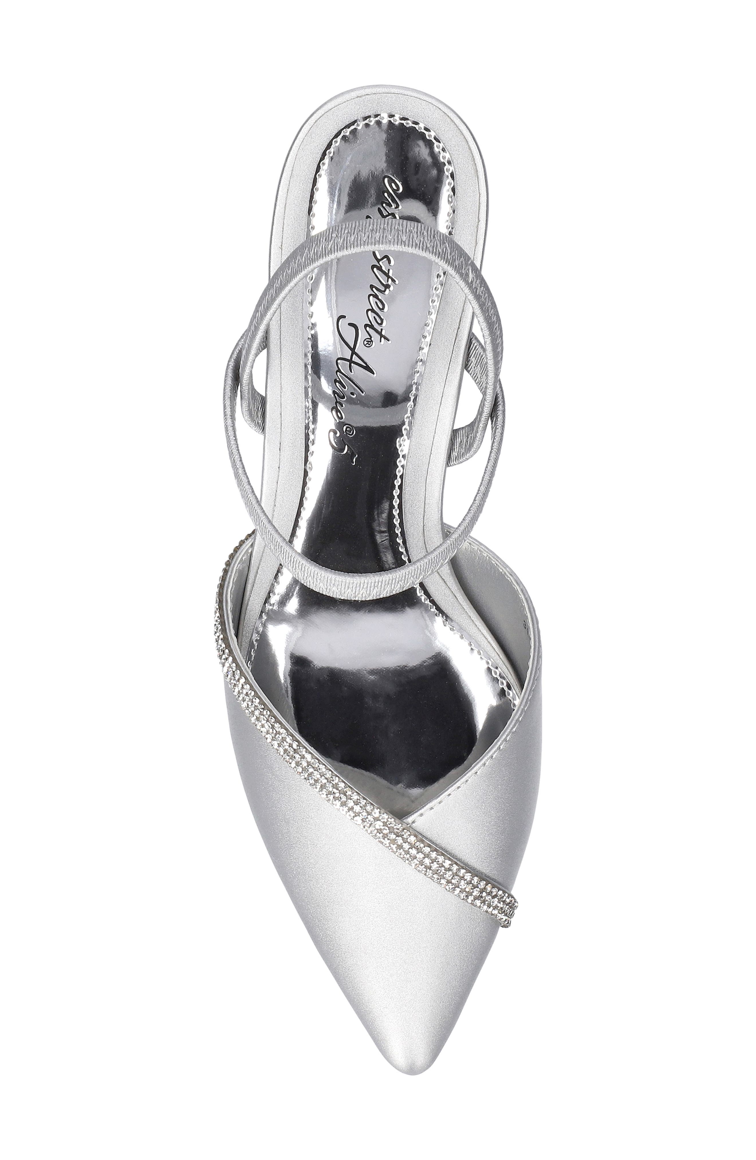 Unna Kitten Heel Pump, Alternate, color, SILVER SATIN WITH STONES